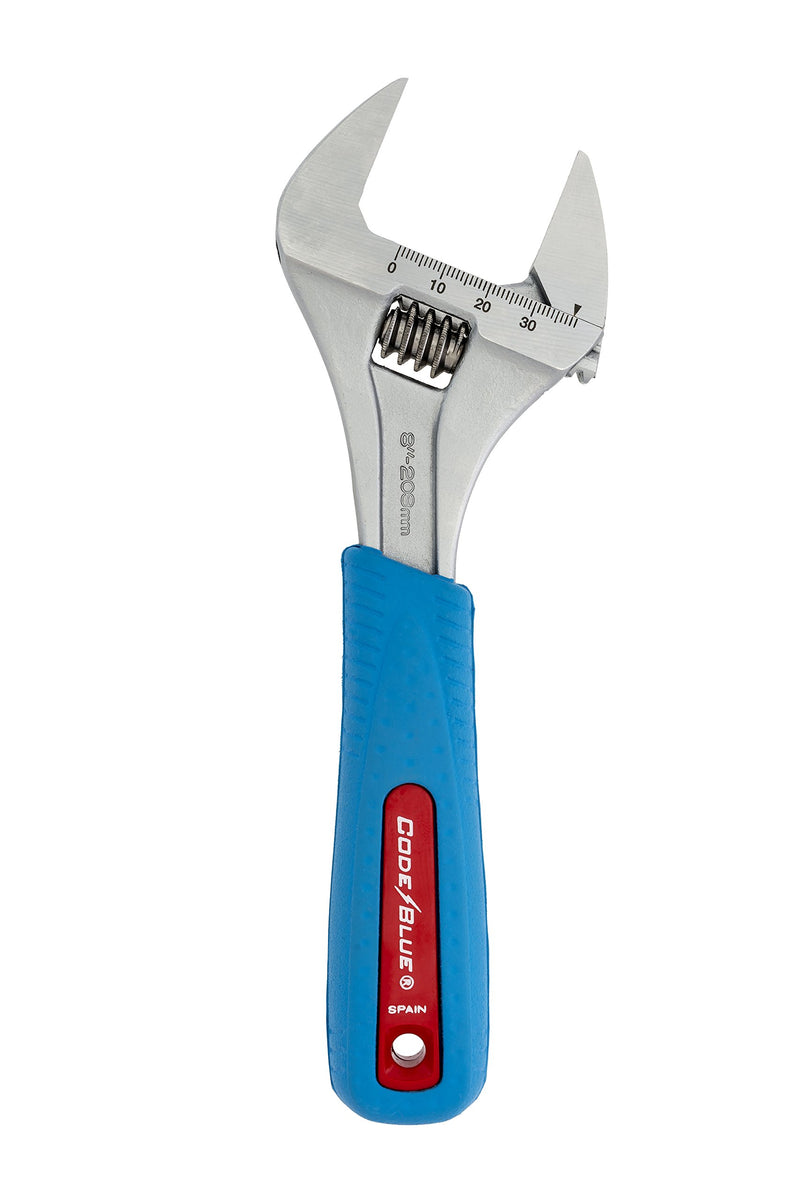 Channellock 8SWCB Slim Jaw 8-Inch WideAzz Adjustable Wrench | 1.5-Inch Jaw Capacity | Precise Design Grips in Tight Spaces | Measurement Scales for Easy Sizing of Diameters | CODE BLUE Comfort Grip - NewNest Australia