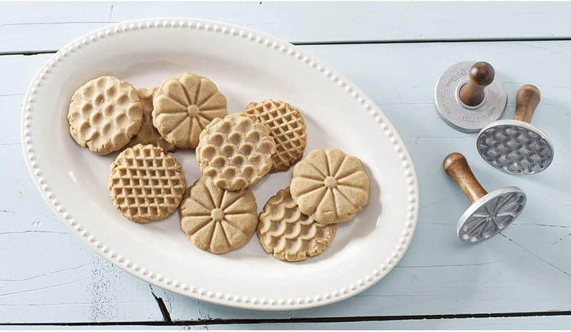 NewNest Australia - Nordic Ware Heirloom Cookie Stamps, Silver with Natural Hardwood Handles All Season 