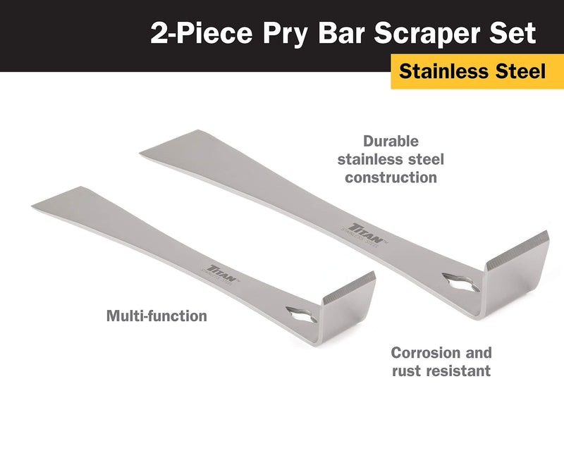 Titan 17005 2-Piece Stainless Steel Pry Bar Scraper Set, 7-1/4 x 9/16" and 9-1/4 x 9/16" 2 Piece Set - NewNest Australia