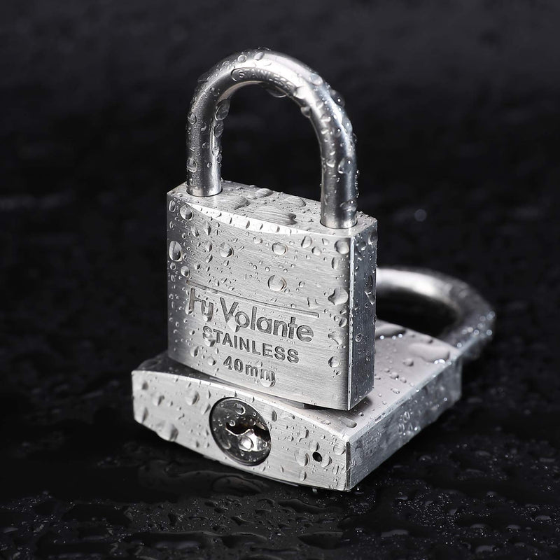 Stainless Steel Pin Tumbler Padlock, 304 Marine Series, Anti Rust Lock, Weatherproof Padlock for Outdoor use, 1-1/2 inch Wide Body, Keyed Different - Stainless Steel Body & Shackle FUPS140 - NewNest Australia