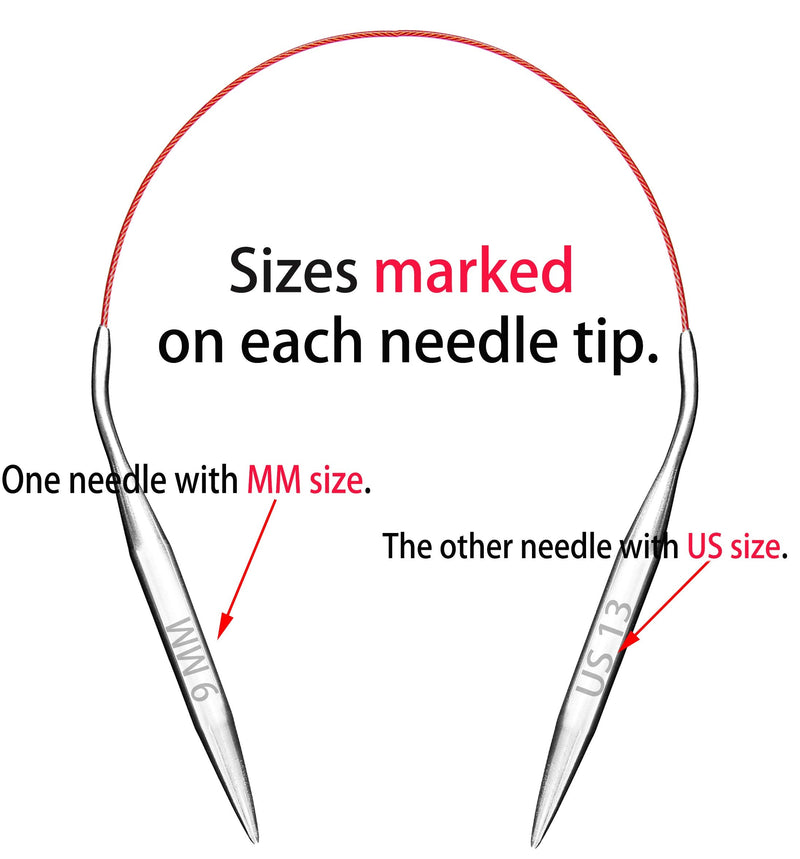 Circular Knitting Needles 16 Inch Set Round Metal Kit Size 13 10 8 6 2.5 0 16 inch US 0-2.5-6-8-10-13 - NewNest Australia
