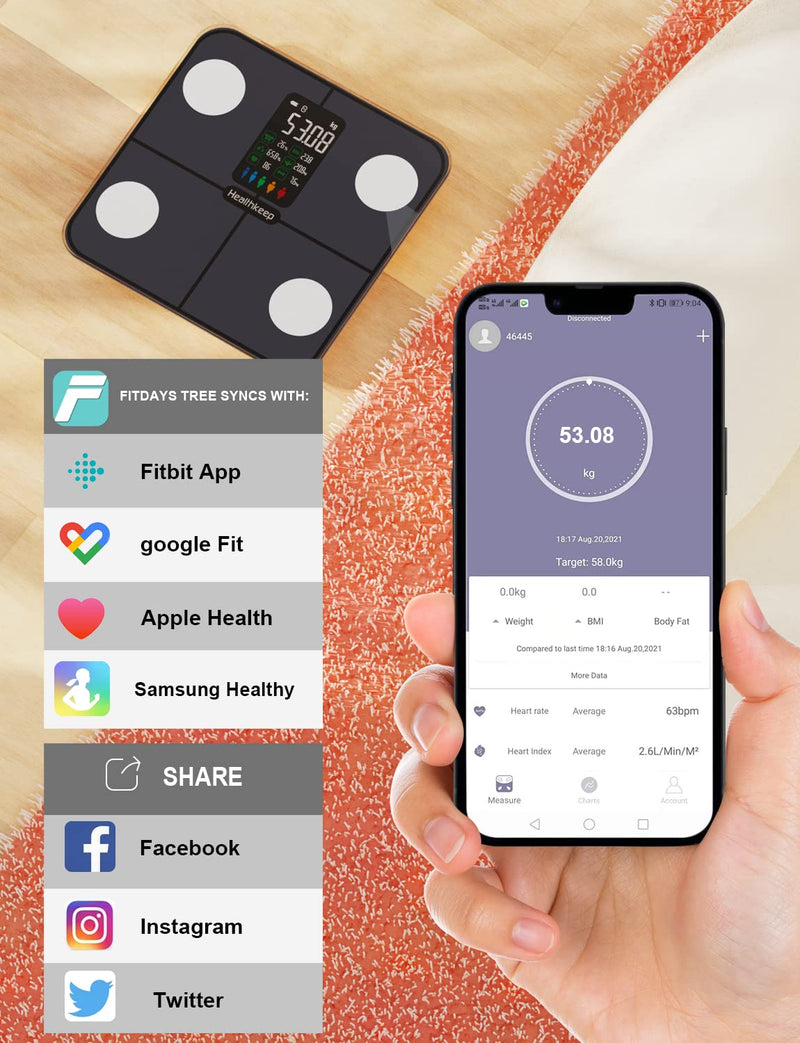 Body Fat Scales Personal Scales Digital Scales With Body Fat And Muscle Mass For 15 Body Data Heart Rate Monitor Scales People With Large Va Screen With App For Ios And Android - NewNest Australia