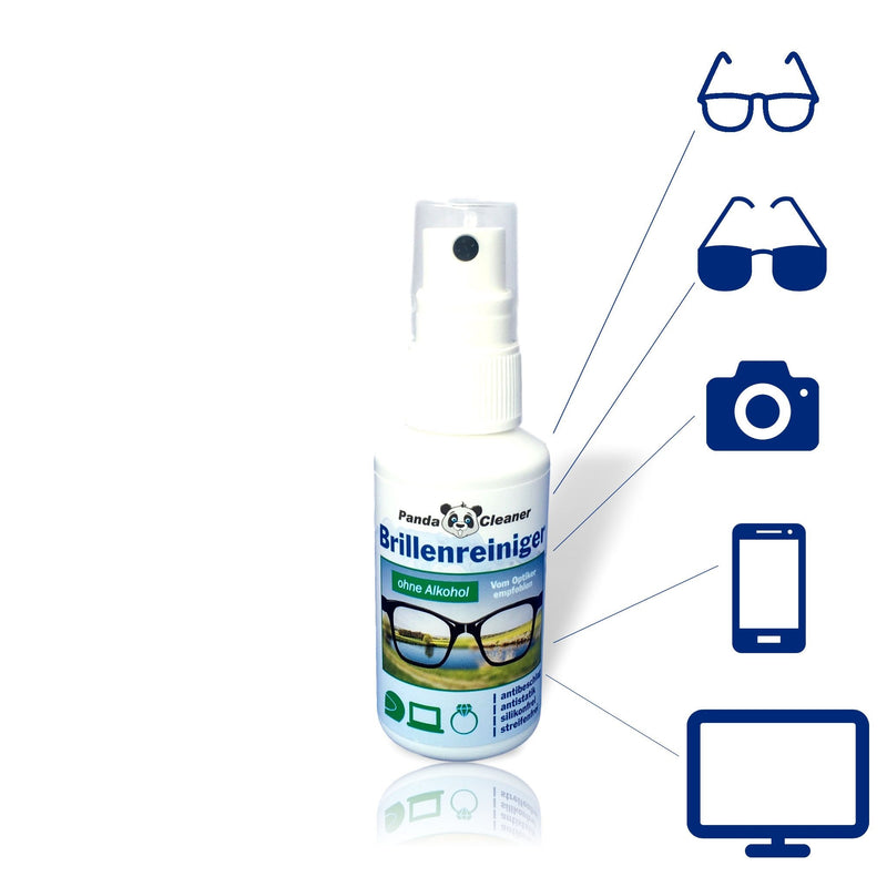 PandaCleaner glasses cleaner 50ml spray bottle | without alcohol | anti-fog | streak-free | Also suitable for displays, monitors, visors and much more (50ml spray) 50 ml (pack of 1) - NewNest Australia