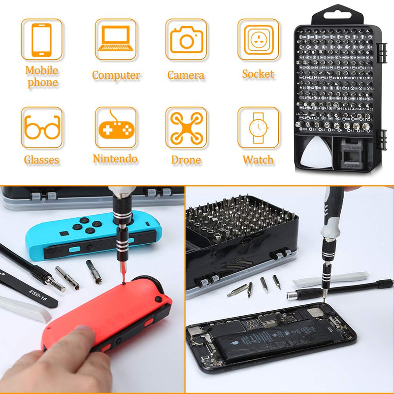 Precision Screwdriver Set, Lifegoo 117 in 1 Magnetic Repair Tool Kit for iPhone Series/Mac/iPad/Tablet/Laptop/Xbox Series/PS3/PS4/Nintendo Switch/Eyeglasses/Watch/Cellphone/PC/Camera/Electronic - NewNest Australia