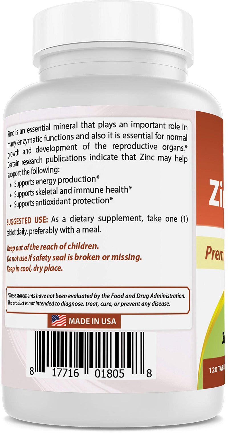 Best Naturals Zinc 30mg Supplements (as Zinc Citrate) - zinc Vitamins for Adults Immune Support - 120 Tablets - NewNest Australia