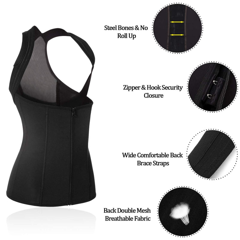 Women Back Braces Posture Corrector Waist Trainer Vest Tummy Control Body Shaper for Spinal Neck Shoulder and Upper Back Supports (S, Black) Small (Pack of 1) - NewNest Australia