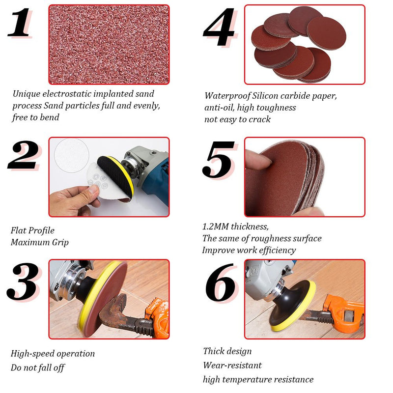 HIFROM 5 Inch Sanding Discs NO-Hole Hook and Loop 40 60 80 100 120 180 240 320 400 800 Grit Sandpaper Aluminum Oxide Random Orbital Sander Pads (100-Pack) 40 - 800 Grit(100-Pack) - NewNest Australia