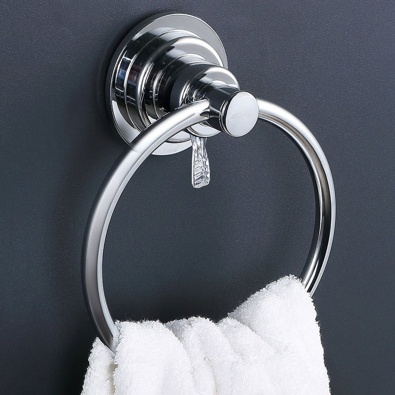 BOPai Drill Free Powerful Vacuum Suction Cup Towel Ring Shower Washcloth Hand Towel Round Holder - NewNest Australia