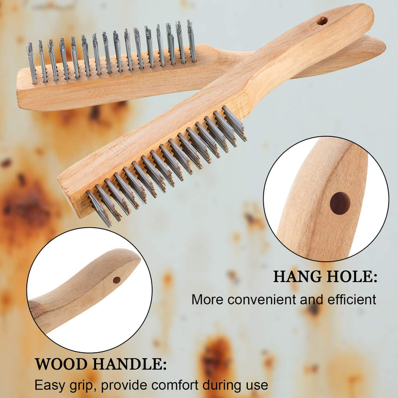 2 Pieces Scratch Wire Brush Wire Scratch Brush Stainless Steel Brush Welding Wood Wire Brush with Curved Wood Handle for Cleaning Rust, Removing Paint, Dirt and Other Debris,10 Inch Overall Length - NewNest Australia