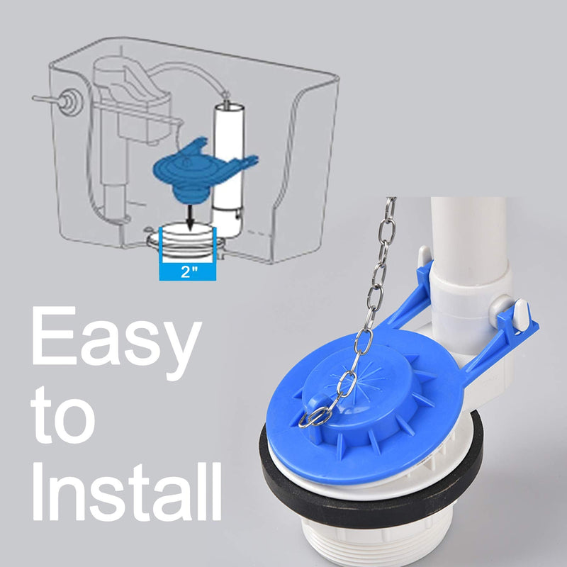 Toilet Flapper Replacement kit 2 Inch Universal Toilet Tank Flapper Stopper Flap Rubber Plug for American Standard, Kohler, Gerber Toilet with 2'' Flush Valve, Easy to Install Stainless Chain (2 PC) Blue Toilet Flapper - NewNest Australia