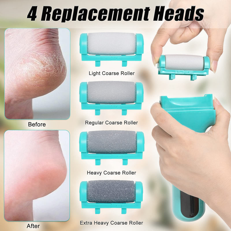 Electric Foot Callus Removers, Rechargeable Foot File with 4 Roller Heads Portable IPX7 Waterproof Foot File,LED Light, 2 Speeds, Professional Pedicure Tools Feet Care for Dead, Hard Cracked Dry Skin - NewNest Australia