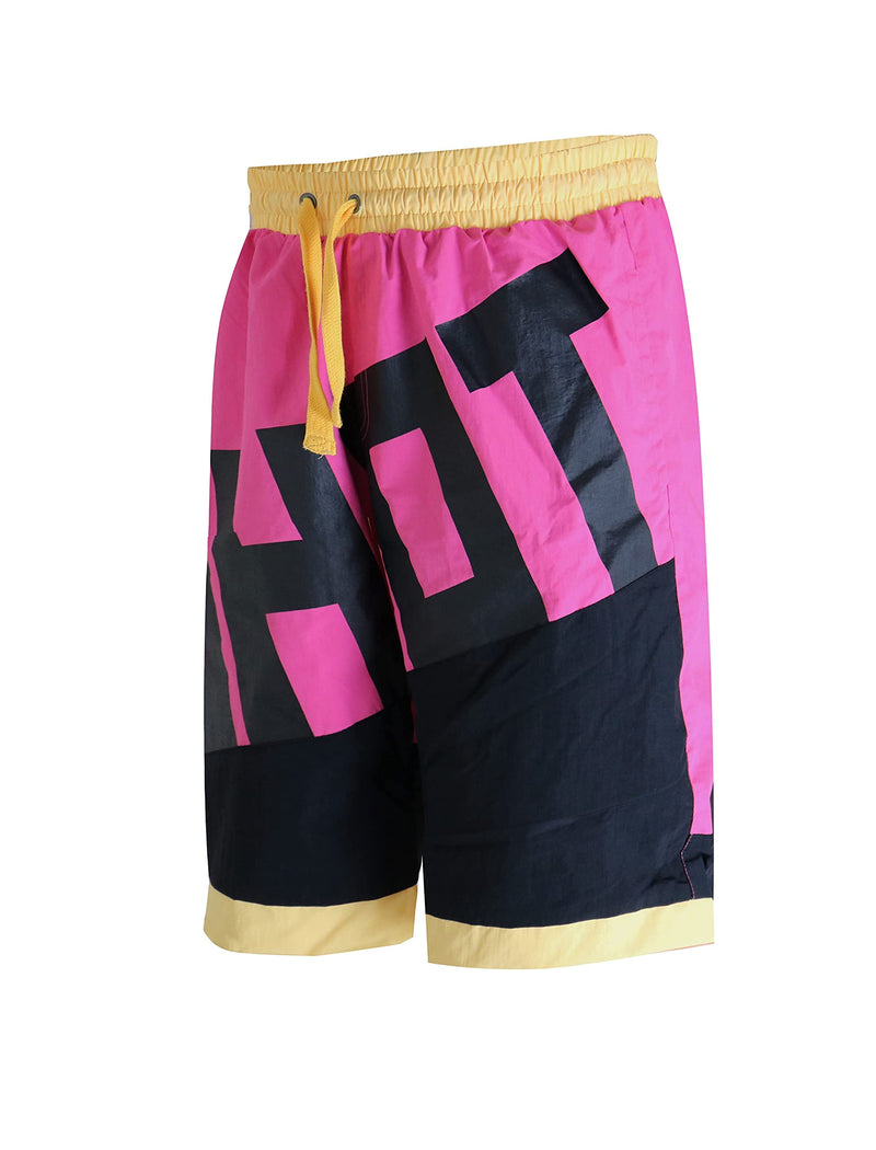 SCREENSHOT Men's Athletic Retro Throwback Basketball Gym Fitness Active Workout 12" Inseam Length Fashion Shorts Large Sp3102-pink - NewNest Australia