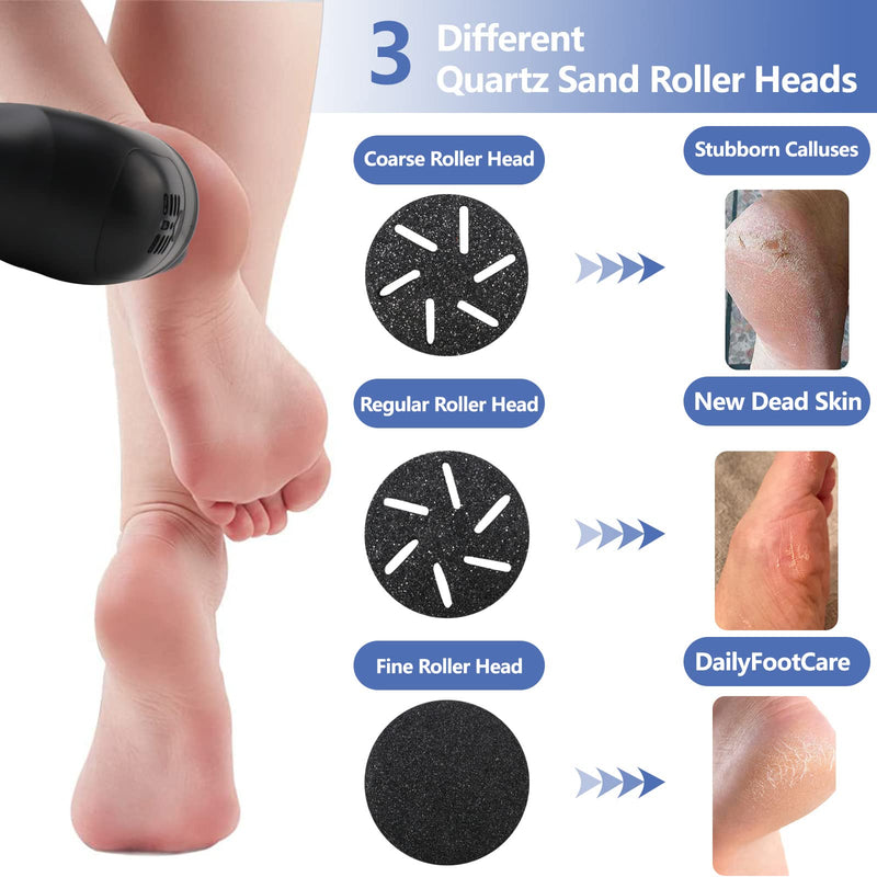 Electric Feet Callus Remover, Rechargeable, Ckclr Portable Electronic Ipx7 Foot File Pedicure Tools, Professional Pedicure Foot Care Led Smart Display Made Of Pvc (Silver + Black) - NewNest Australia