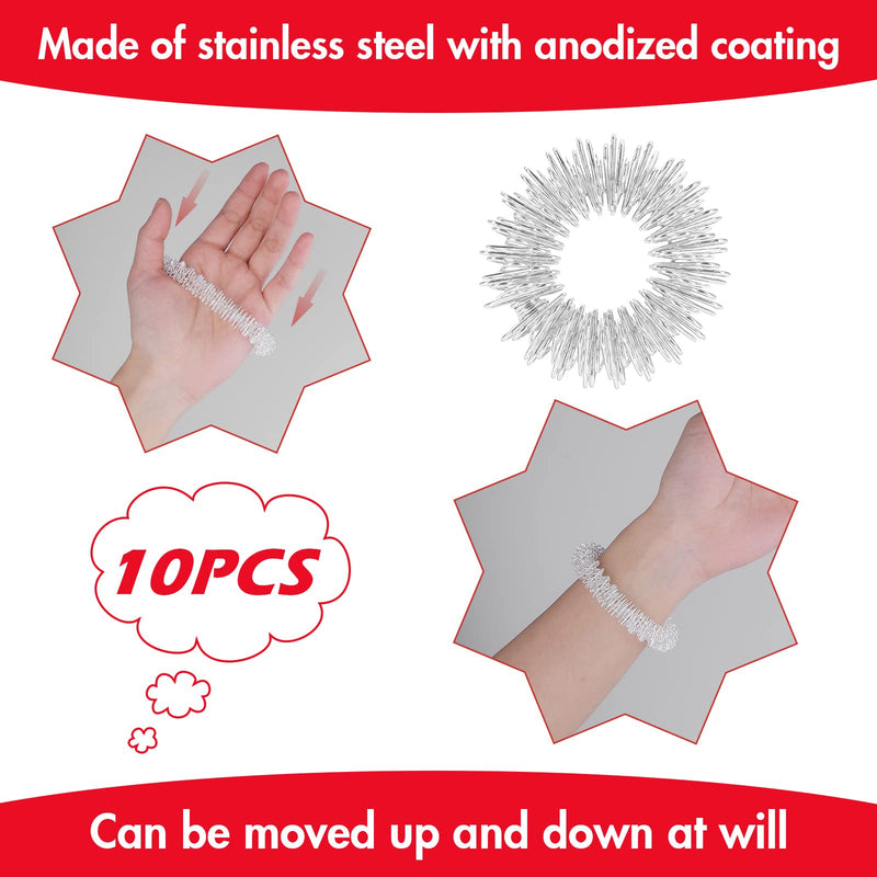 Prasacco 10 Pcs Spiky Sensory Finger Rings Acupressure Rings Sensory Finger Rings Set Wrist Massage Bracelets Fidget Sensory Toys Silent Stress Reducer and Massager - NewNest Australia