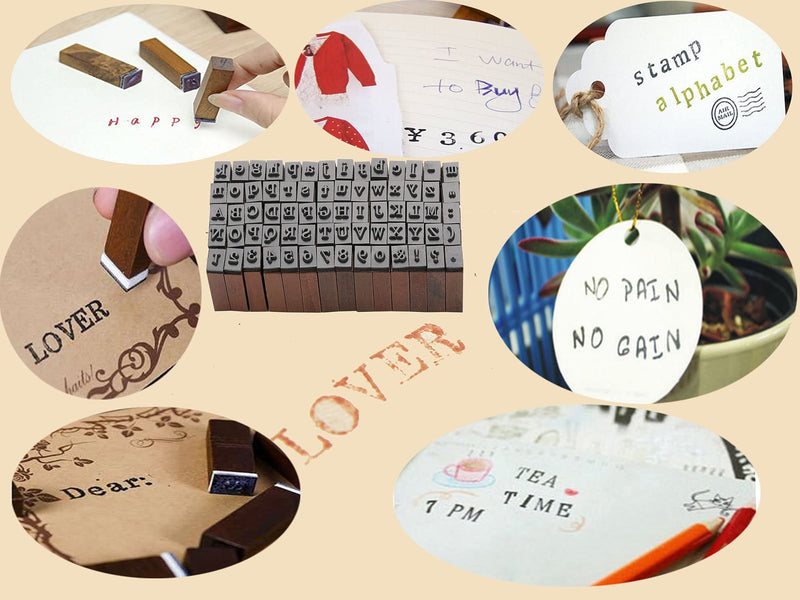 Rubber Stamp Letters Alphabets, Dedoot 70 pcs Alphabet Stamps for Pottery Vintage Wooden Number and Letter Symbol Alphabet Mini Stamps for Clay Crafts, Card Making, Kids Painting - NewNest Australia
