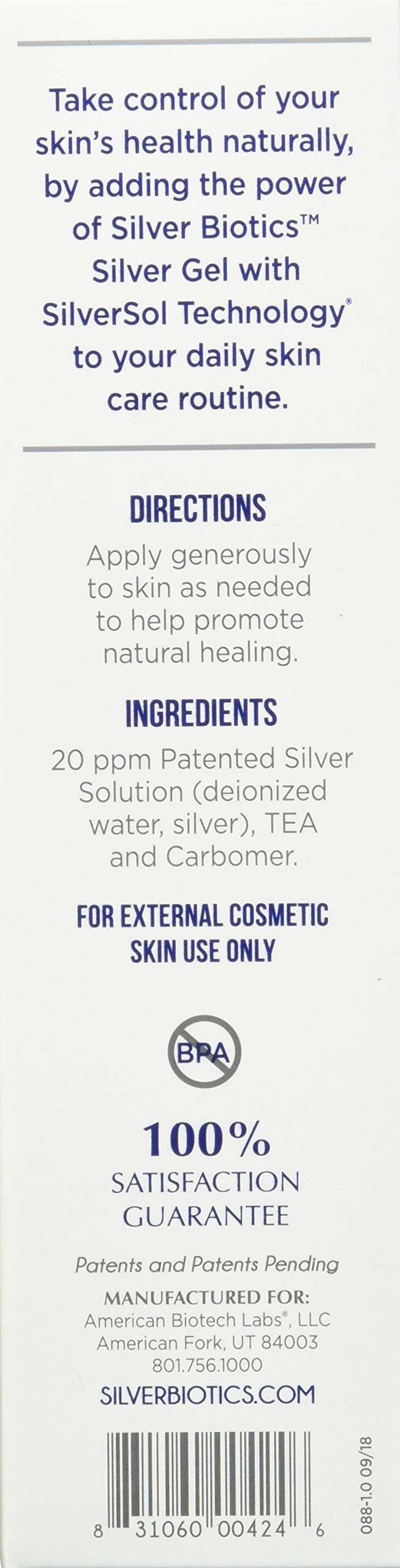 American Biotech Labs Silver Biotics Silver Gel Infused w/SilverSol Nano-Silver Technology 4oz, Pack of 2 - NewNest Australia