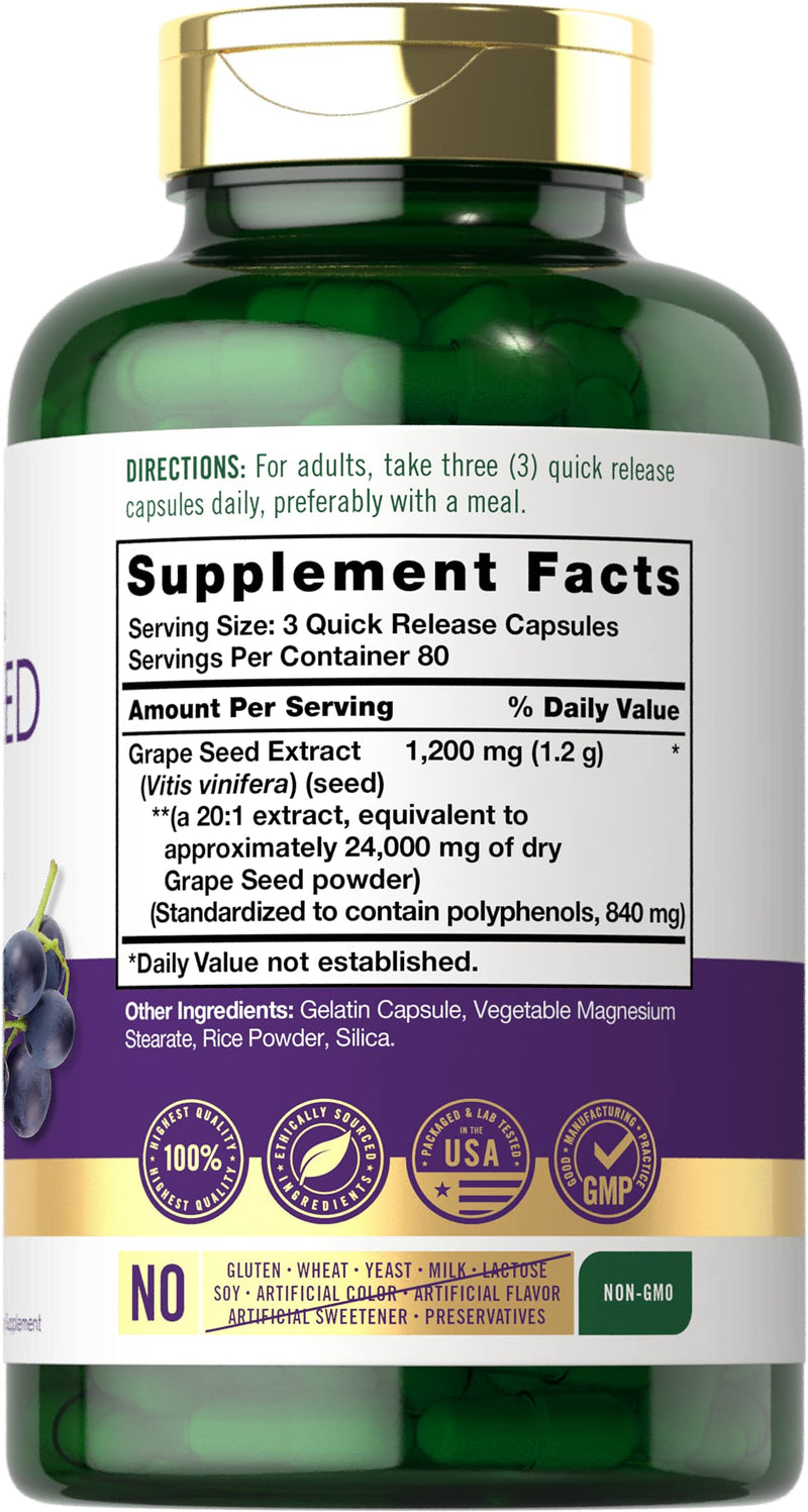 Carlyle Grape Seed Extract 24,000 mg Equivalent 240 Capsules – Maximum Strength Standardized Extract | Non-GMO, Gluten Free - NewNest Australia