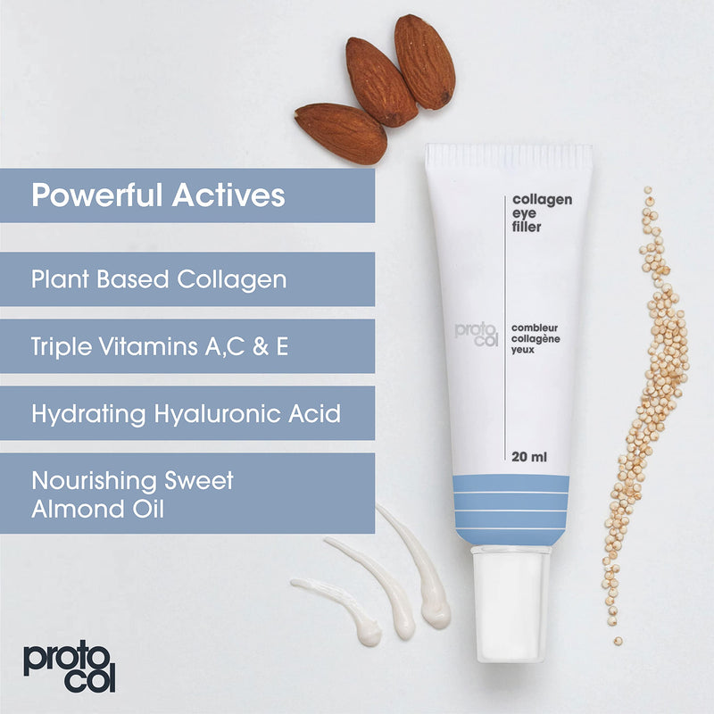 Proto-col - Hydrating Collagen Eye Cream, Boosts, Brightens and Moisturises Puffy Bags, Dark Circles and Crow's Feet for Younger Looking Skin, Made with Hyaluronic Acid and Vitamin C (20ml) - NewNest Australia