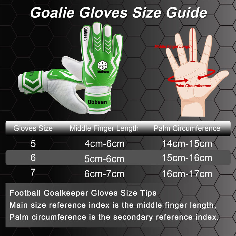 Obbsen Soccer Goalie Gloves for Kids, Youth&Adult Soccer Goalkeeper Gloves, Strong Grip Goalkeeping Gloves with Finger Protection, Men/Women/Boys/Girls Green and White 5 - NewNest Australia