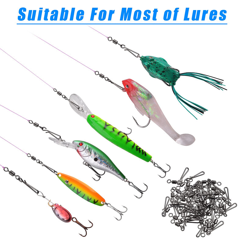 JSHANMEI Fishing Swivels Snaps Kit 165pcs Rolling Barrel Swivels with Fast Clips Fishing Snaps High Strength Speed Clips Connector Freshwater Saltwater Snaps Swivels Fishing Tackle - NewNest Australia