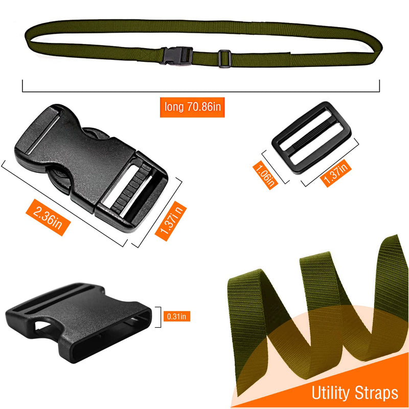 Premium Utility Straps with Quick Release Buckle Adjustable Short Nylon Tie Down Straps for Backpack Tactical Lashings Camping Gear Sleeping Bag Mattress Conveyor Belt Luggage 6 feet Army green - NewNest Australia