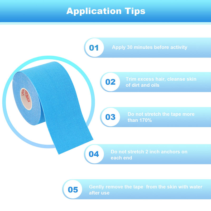 Jophek Kinesiology Tape, 2 Rolls (5 Mx 5 Cm) Kinesiology Tape Blue + Pink, Physio Tape, Elastic, Waterproof, Skin-Friendly, For Sports, Knee, Shoulder And Elbows, Muscle Tightening Bands - NewNest Australia
