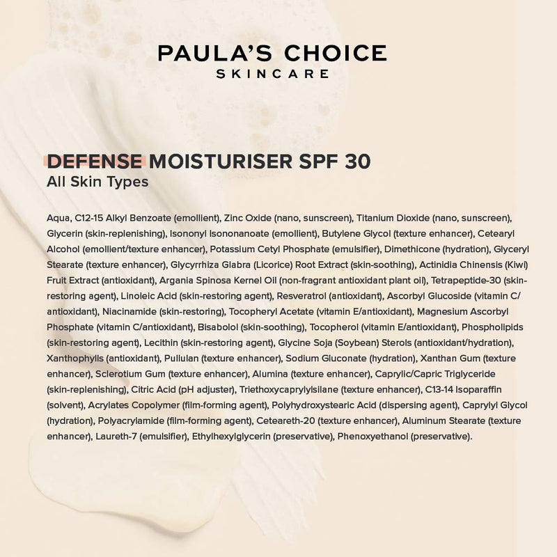 Paula’s Choice Defense Glow Moisturiser SPF 30 - Mineral Day Face Cream Hydrates & Protects Against Pollution - Skin Brightening & Nourishing with Argan Oil - All Skin Types - 60 ml - NewNest Australia