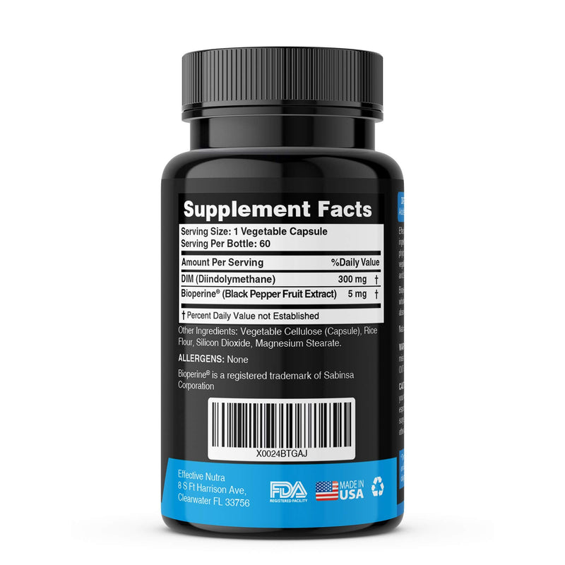 Effective Nutra Dim Supplement 300mg - Extra Strength Diindolylmethane DIM for Men & Women + BioPerine - Estrogen Blocker for Men & Women - Estrogen Balance, Metabolism, Hormone, Menopause, Acne, PCOS - NewNest Australia