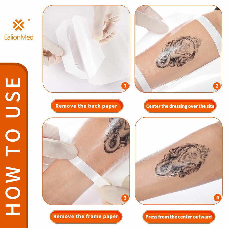 Transparent Film Dressing, Tattoo Aftercare Bandage, Shower Shield Water Barrier, PICC Catheter Shower Cover Protector, Waterproof Adhesive Wound Patch, 6''x8'', 10Pack by EalionMed 10 Count (Pack of 1) - NewNest Australia