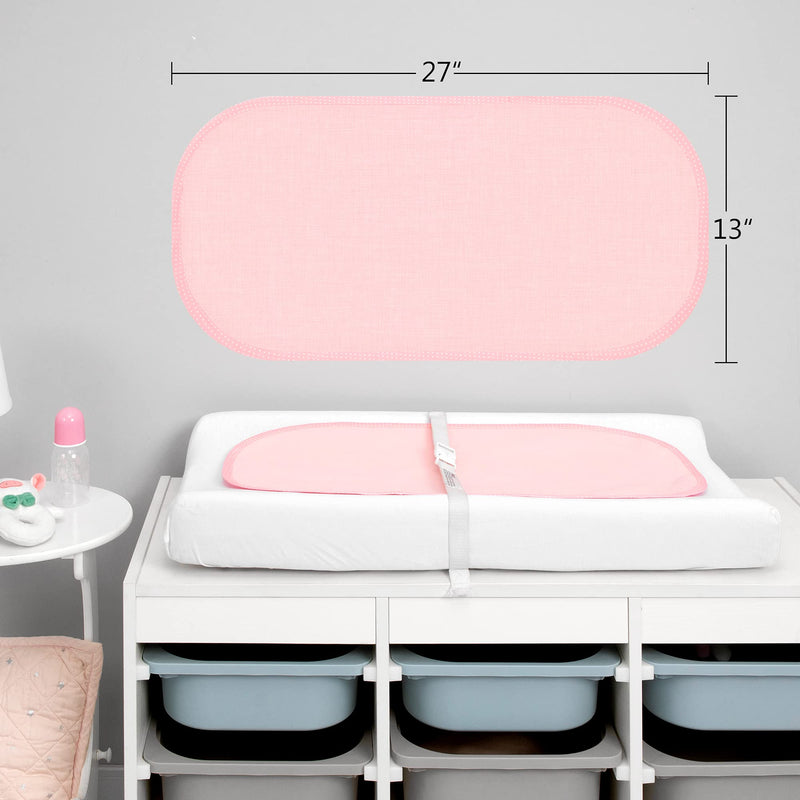 TILLYOU 6PK Larger Softer Changing Pad Liners Waterproof, 27" x 13" Washable Reusable Flannel Cotton Changing Table Cover Liners Leakproof, Portable Baby Changing Mat for Boys Girls, Pink 27x13 Inch (Pack of 6) - NewNest Australia