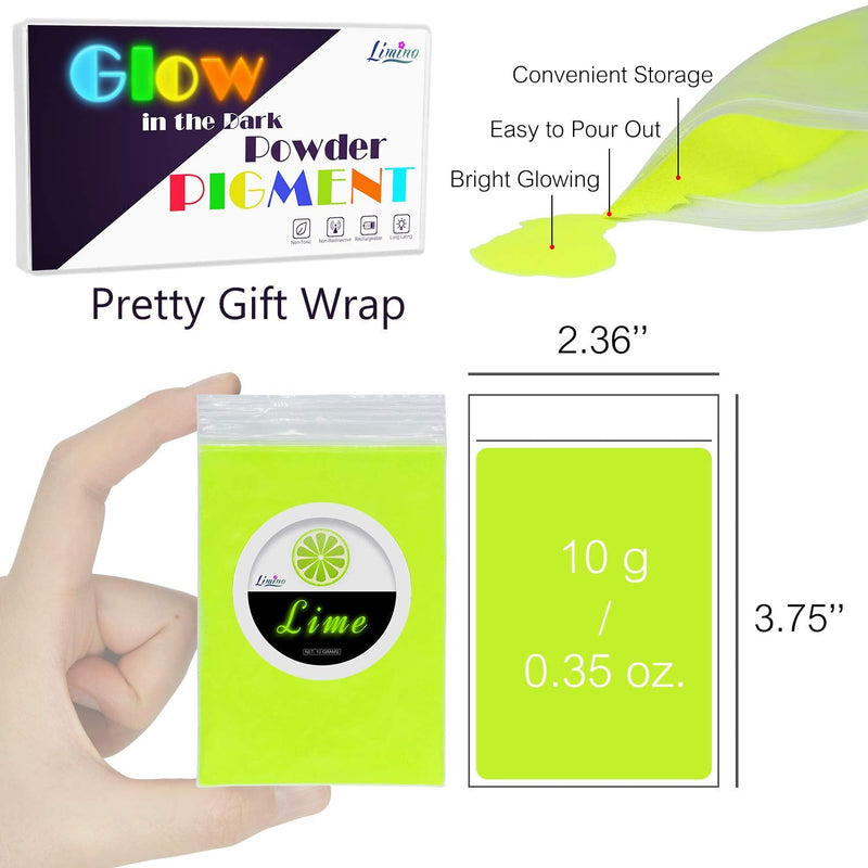 Glow In The Dark Pigment Powder - Epoxy Resin Color Pigment Dyes for DIY Slime Coloring Kit - Luminous Skin Safe Long Lasting Self Glowing for Acrylic Paint, Nail Art, Painting, Crafts - 0.4oz Each 0.35 Ounce (Pack of 10) - NewNest Australia