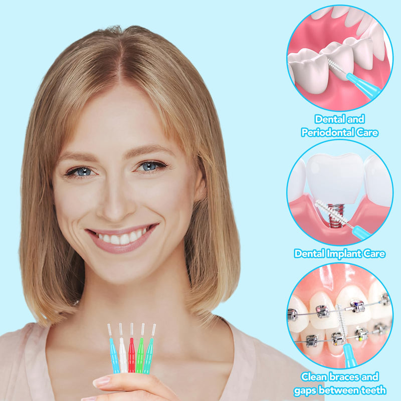 Pack of 50 interdental brushes, interdental brushes, tooth cleaning between spaces with cover, toothbrush between spaces for cleaning between maintaining oral health (5 colors) 50 - NewNest Australia