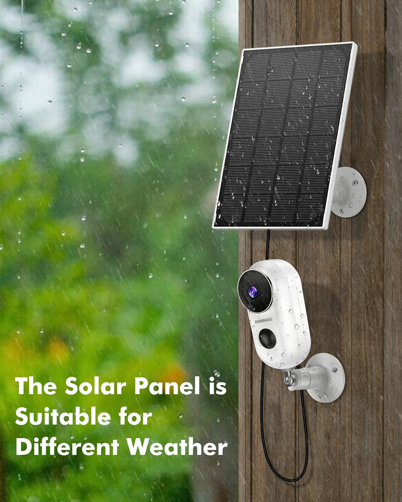 ZUMIMALL Solar Panel for Outdoor Security Camera F5/F5K/CG1/Q1PRO/GX1S/GX2S, Waterproof Solar Panel with 10ft Charging Cable ( No Camera) - NewNest Australia