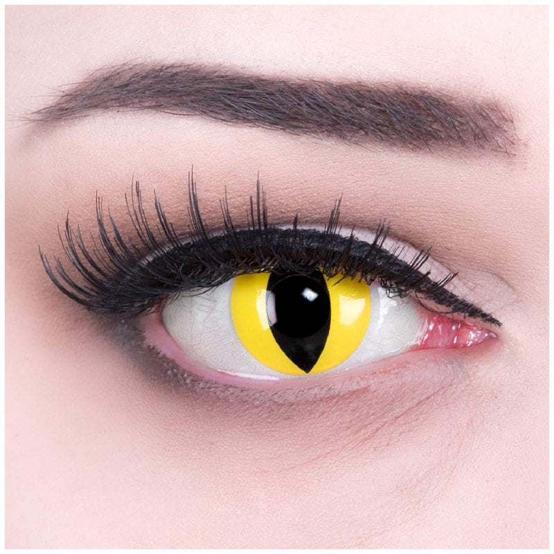 Funnylens 1 pair of colored yellow Crazy Fun cat eye contact lenses. Top quality for Mardi Gras, Carnival, Halloween with free contact lens case without prescription! 0.0 diopter 8.6 millimeters 14.00 millimeters 2.0 - NewNest Australia