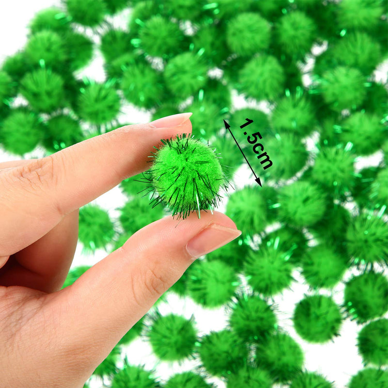 1000 Pieces Glitter Pom Poms 0.6 Inch Fuzzy Pompoms Arts and Crafts Balls for Hobby Supplies and Craft DIY Material (Fruit Green) Fruit Green - NewNest Australia
