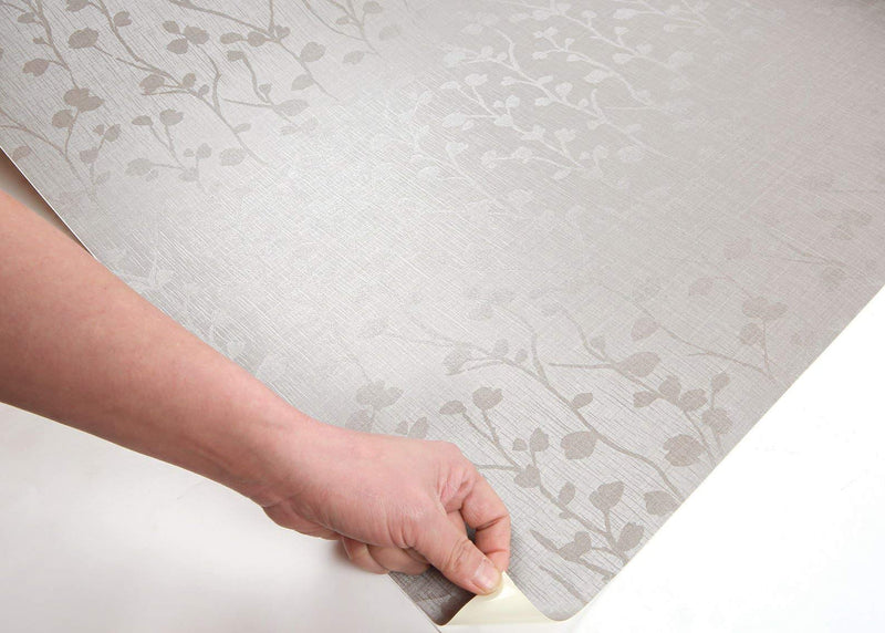 NewNest Australia - ROSEROSA Peel and Stick PVC Floral Instant Self-Adhesive Covering Countertop Backsplash Herb Garden Silver Pearl (PG4181-2 : 2.00 Feet X 6.56 Feet) 