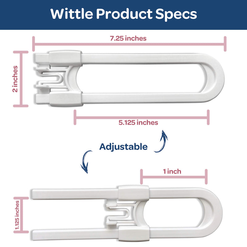 Wittle Child Safety Sliding Cabinet Lock - 6 Pk, White. Baby Proof Cabinet Knobs, Handles, Drawers. No Tools, Drilling, Magnets, or Adhesive. Multipurpose and Reusable U Shape Easy Slide Latch Locks. - NewNest Australia