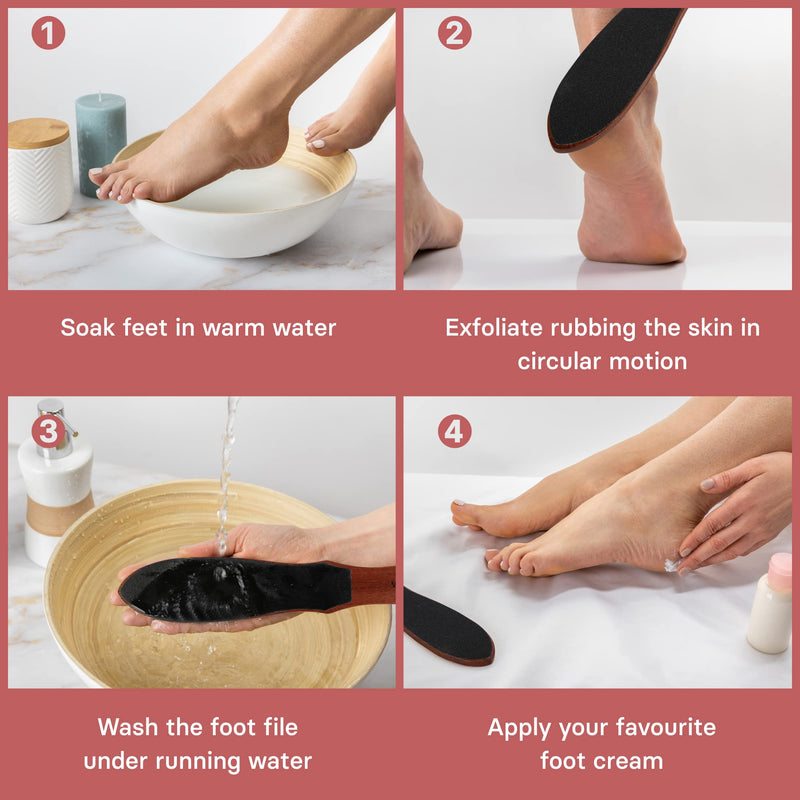 VALNEO Foot File for Hardened or Dry Skin - Coarse and Fine Callus File Made of Rosewood Wood - Wooden Paddle Callus Remover for Hand and Foot Rose Wood - NewNest Australia