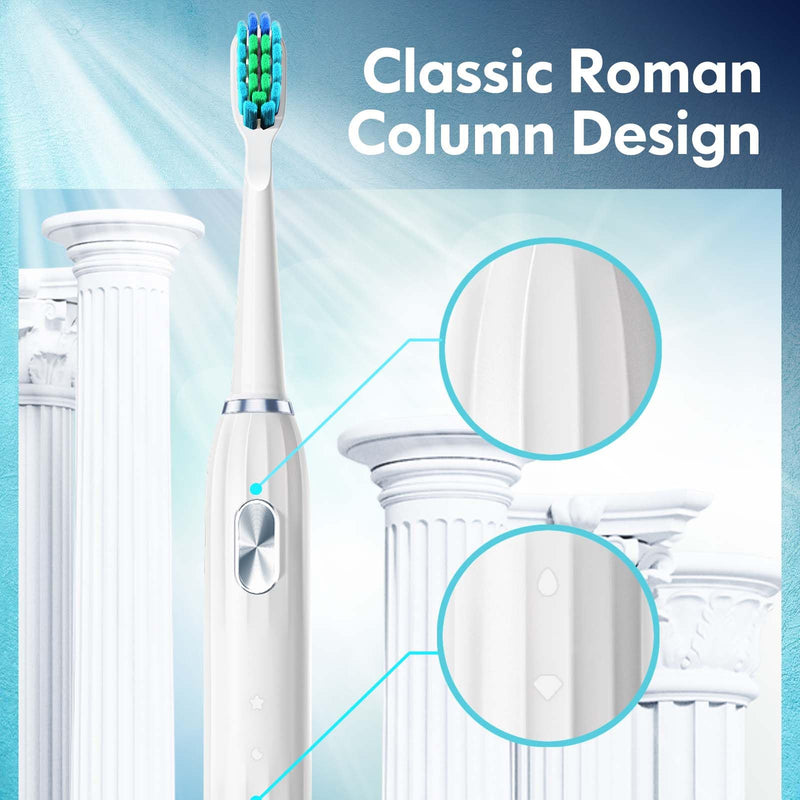 Dada-Tech Electric Toothbrush With Sonic Technology, For Adults And Children, Rechargeable With Automatic Cleaning Reminder, Waterproof For Shower, 5 Toothbrush Modes (New White) - NewNest Australia
