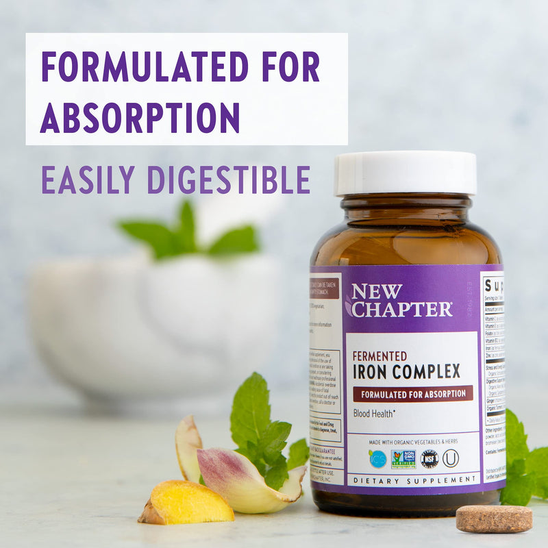 Iron Supplement, New Chapter Fermented Iron Complex with Organic Whole-Food Ingredients + One Daily Non-Constipating Dose- 60ct, 2 Month Supply 60 Count (Pack of 1) - NewNest Australia