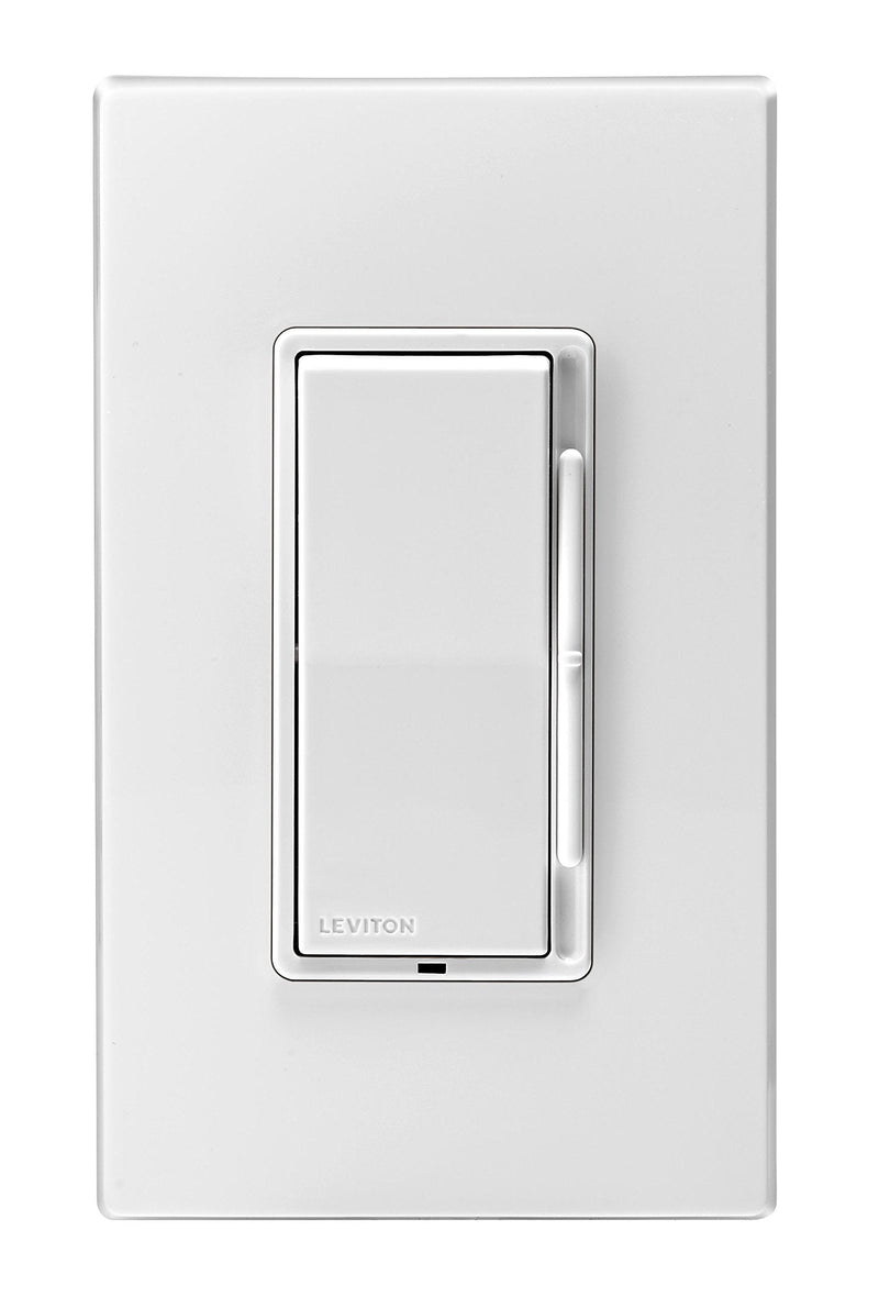 Leviton DSL06-1LZ Decora Universal Rocker Slide Dimmer 300-Watt LED and CFL/600-Watt Incandescent, 1-Pack, White/Ivory/Light Almond 1 Pack - NewNest Australia