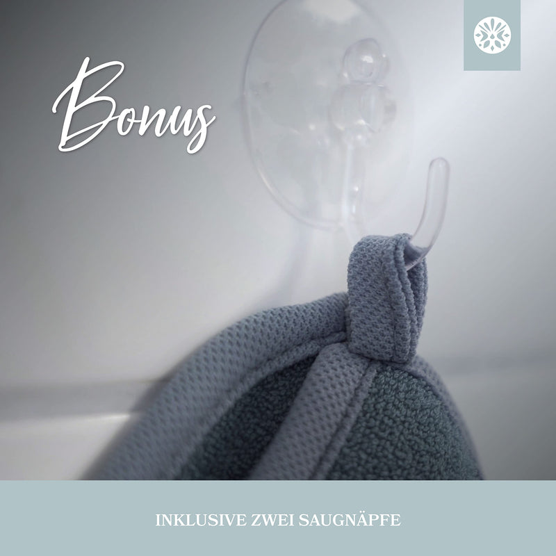 Lowell - Exfoliating Glove Incl. Exfoliating Guide (May Not Be In English Language) + 2 X Bonus Suction Cups - Luxury For Your Body - Wellness Glove - Body & Face Shower Sponge - Hamam Gloves Grey/Grey - NewNest Australia