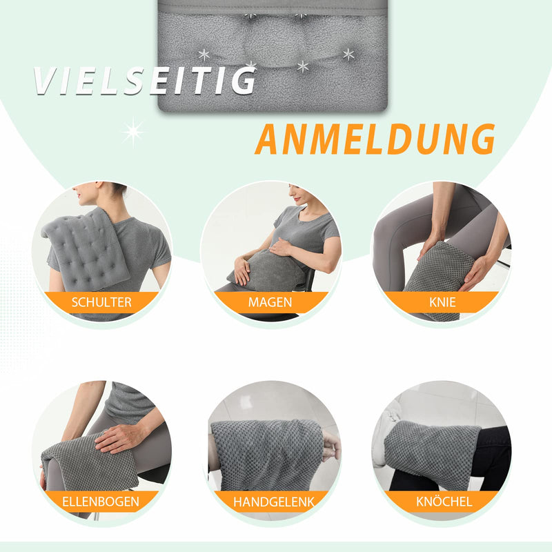 UNCN | Cherry Stone Pillow Microwave Large Natural Back Neck Shoulder | Abdomen Grain Pillow Heat Pad Heating Pad Heat Belt | Cotton Removable Cover Wireless 1000g 40 * 24cm Grey - NewNest Australia