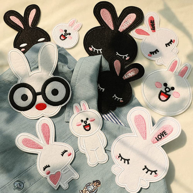 Rabbit Iron on Patches for Clothing Decorations Cute Bunnies Heat Transfer Embroidered Appliques for Jeans Jackets Backpacks Pillow DIY Decor - NewNest Australia