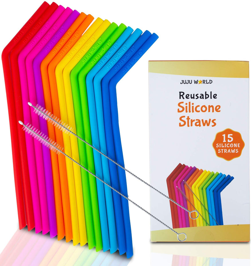 15 FITS All TUMBLERS Straws - Reusable Silicone Straws for 30 and 20 oz Yeti - Flexible Easy to Clean + 2 Cleaning Brushes - BPA Free, No Rubber Taste Drinking - Best Value for Money Pack - NewNest Australia