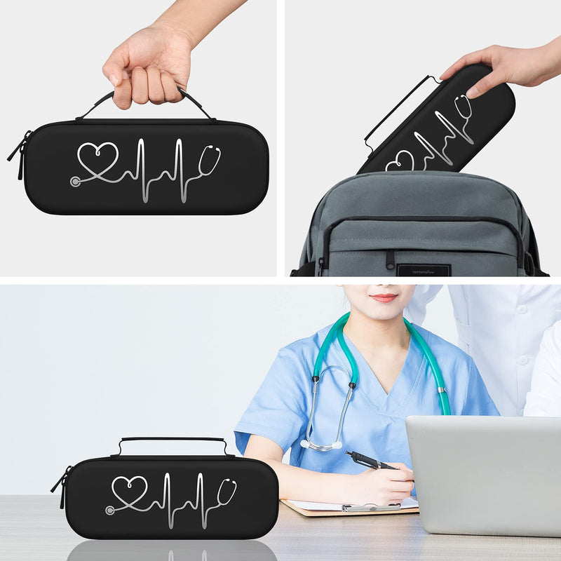 BOVKE Stethoscope Case, Lightweight Slim Stethoscope Holder for 3M Littmann Classic III, Lightweight II S.E, Littmann Cardiology IV, MDF Acoustica Deluxe Stethoscopes, Black - NewNest Australia