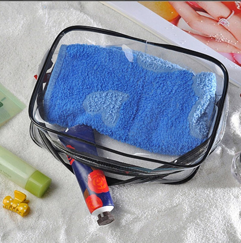 mkki 3pcs Clear Portable Makeup Cosmetic Toiletry Travel Bath Wash Storage Bag Transparent Waterproof Pouch Organizer Make Up Bag - NewNest Australia