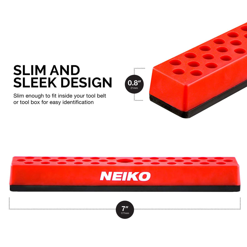 Neiko 02449A Hex Bit Holder Rack with Strong Magnetic Base, 37 Hole Organizer | 1/4-Inch Hex Bit and Drive Bit Adapter, Red Model - NewNest Australia