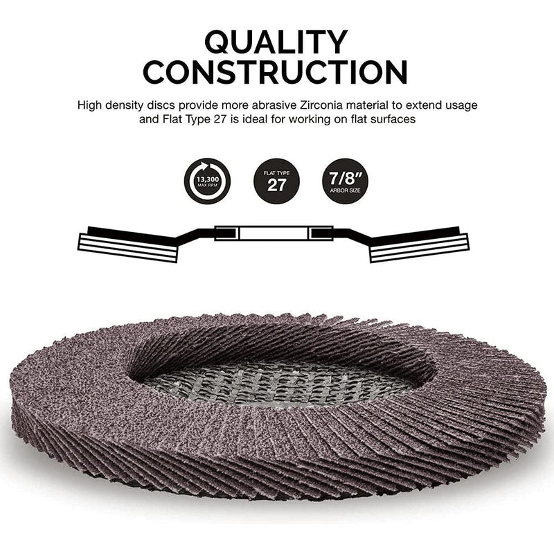10Pack 4.5''x7/8'' Premium High Density Calcined Aluminum Oxide Flap Disc 320 Grit Type 29 320Grit - NewNest Australia