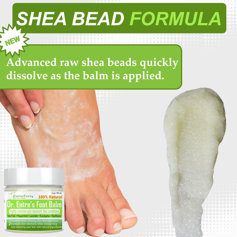 Dr. Entre's Antifungal Foot Balm: Tea Tree Oil & Shea Butter Based - Organic Treatment Cream for Athletes Foot, Dry Feet, Cracked Heels, Itching, and Odor - Foot Care E-Book Included - NewNest Australia